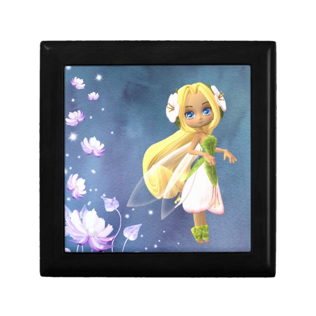 Fairy Floral Wooden Jewelry Keepsake Box (Front)