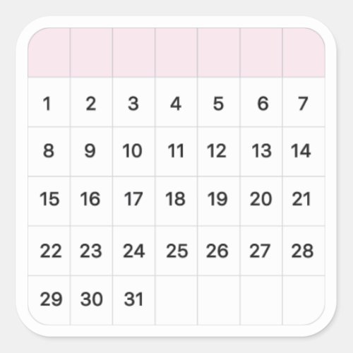 Fairy Floss Monthly Calendar Square Sticker