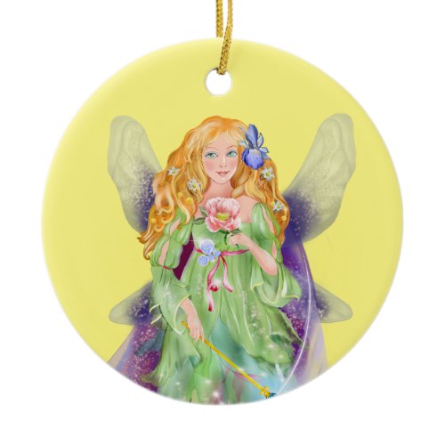 fairy flower fairy with magic wand poster ceramic ornament