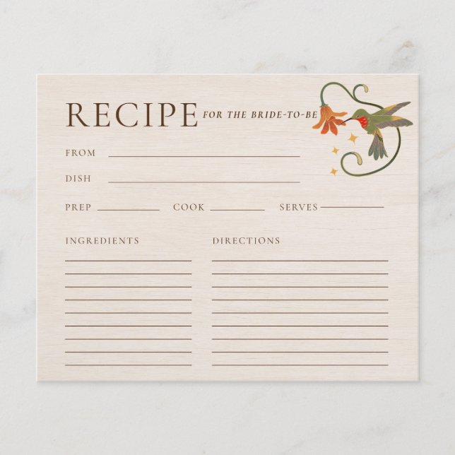 Fairy Flower Tea Party Bridal Shower Recipe Card (Front)