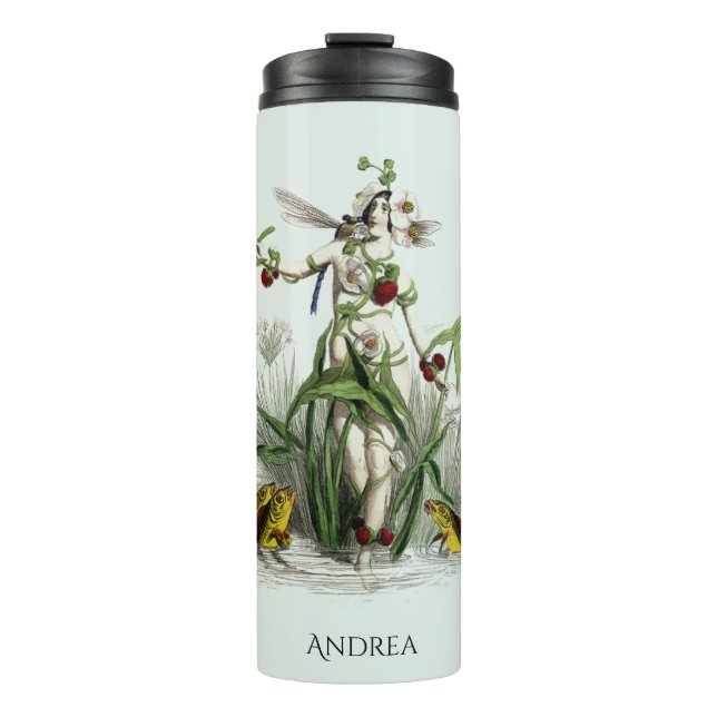 Fairy Flowers And Creatures Custom Name Thermal Tumbler (Front)