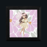 Fairy Flowers Girls Gift Box<br><div class="desc">A magical fairy against a flower backdrop ceramic tile fore a young girl's room. A place to store her jewelry and treasures.</div>