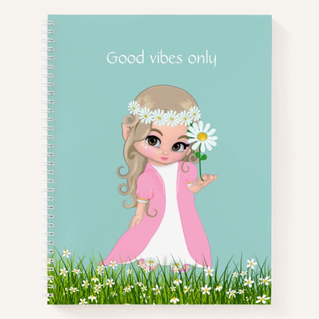 Fairy & Flowers on Light Blue Notebook (Front)