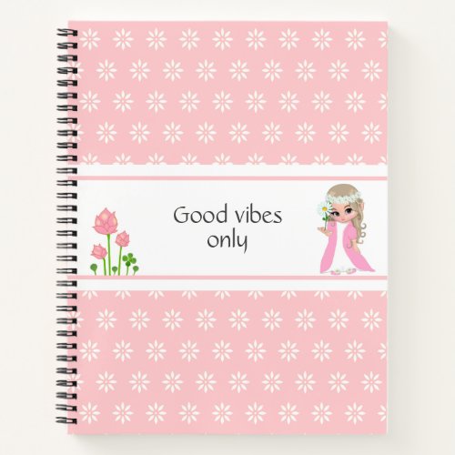Fairy  Flowers on Light Pink Notebook
