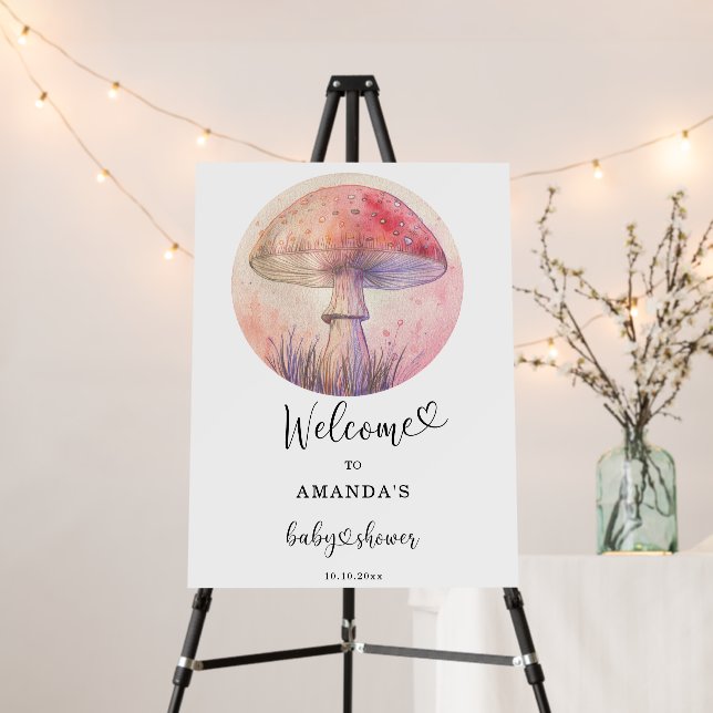 Fairy fly agaric - baby shower welcome foam board (In Situ (Stand))