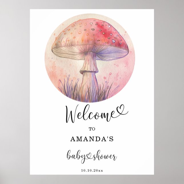Fairy fly agaric - baby shower welcome poster (Front)