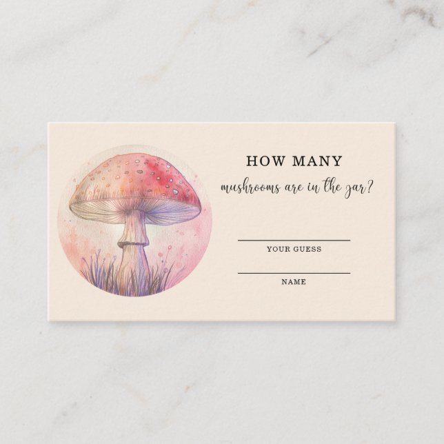 Fairy fly agaric - guess how many mushrooms enclosure card (Front)
