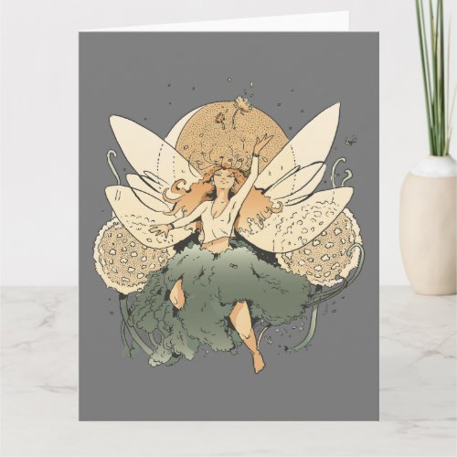 Fairy flying in the sky          card