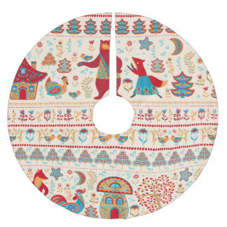 Fairy Forest Animals: Beige Background Brushed Polyester Tree Skirt