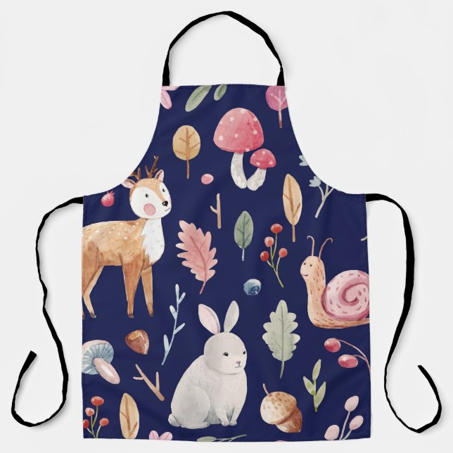 Fairy Forest Animals Children's Watercolor Apron (Front)