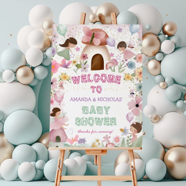 Fairy Forest Baby Shower Floral Welcome Sign (Creator Uploaded)