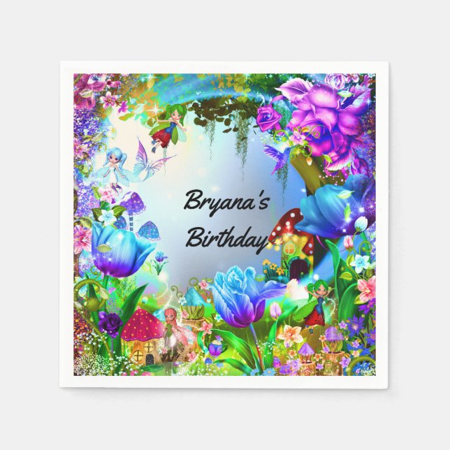 Fairy Forest Enchanted Magical Birthday Party Napkins (Front)