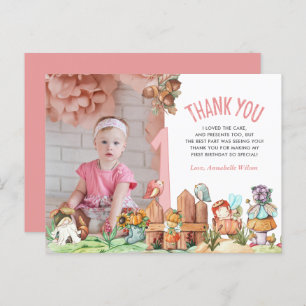 Fairy Forest First Birthday Photo Thank You Postcard