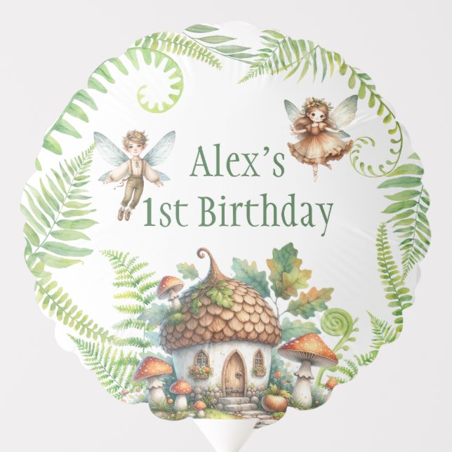Fairy Forest Garden Gender Neutral 1st Birthday Balloon (Front)