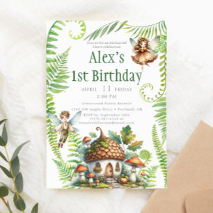 Fairy Forest Garden Gender Neutral 1st Birthday Invitation