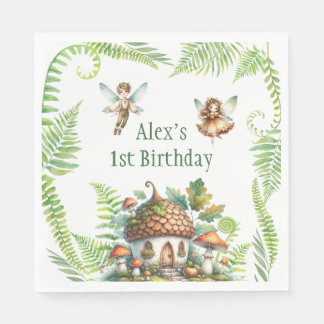 Fairy Forest Garden Gender Neutral 1st Birthday Napkins