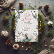 Fairy Forest Woodland Modern Chic Baby Girl Shower Invitation