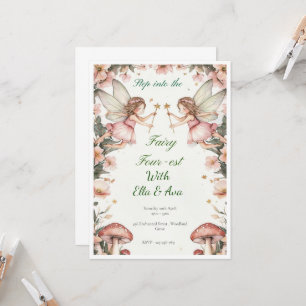 Fairy FOUR-est Birthday Invitation – Editable Twin