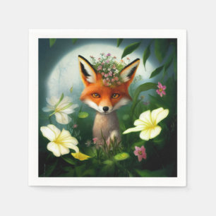 Fairy Fox Flowers Decoupage Napkins