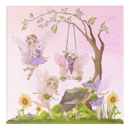 Fairy Friends playing in Fairyland Garden Acrylic Print