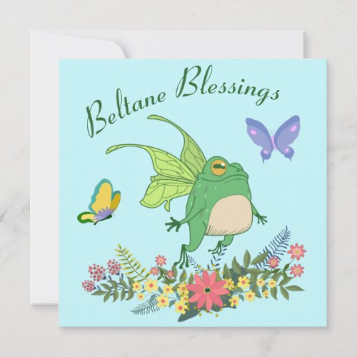 Fairy Frog Beltane Blessings Wicca Sabbat Holiday Card