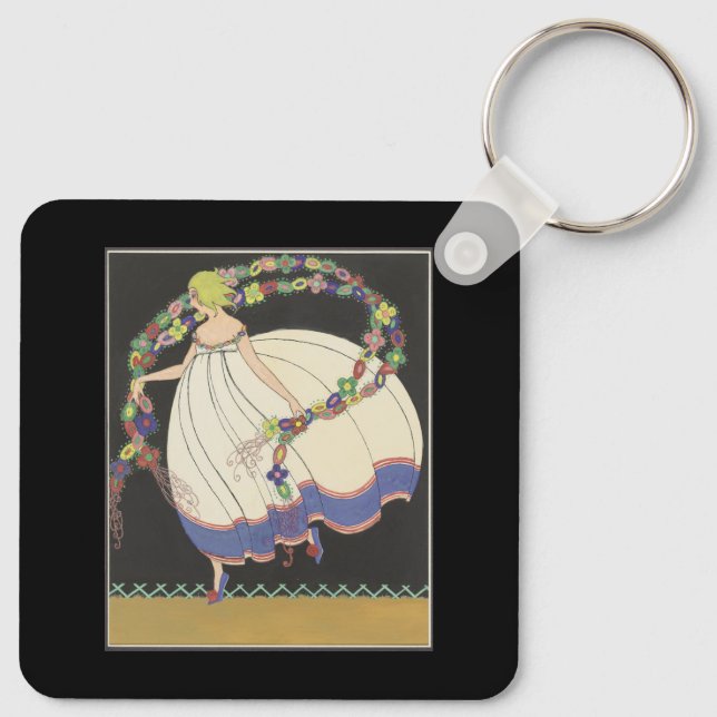Fairy Frolicking With Flowers Keychain (Back)