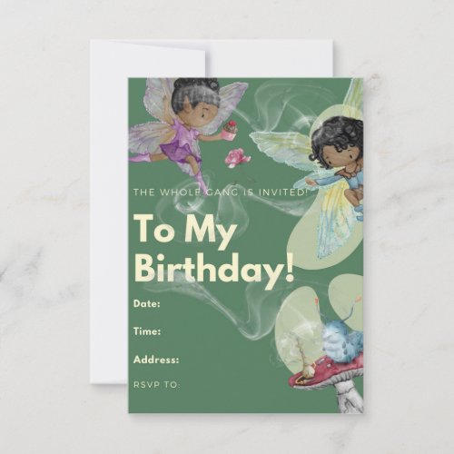 Fairy Gang Party Blank Birthday Invitation Card