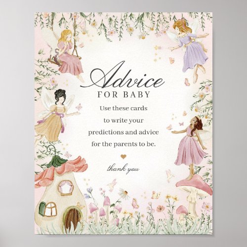 Fairy Garden Advice for Baby Whimsical Baby Shower Poster