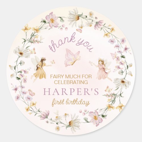 Fairy Garden Birthday Classic Round Sticker