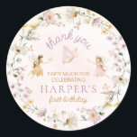 Fairy Garden Birthday Classic Round Sticker<br><div class="desc">These birthday favor stickers feature a whimsical fairy garden design with a modern hand-lettered fonts. All of the text is fully editable. For more advanced customization of this design,  simply select the "Customize It" button above.</div>
