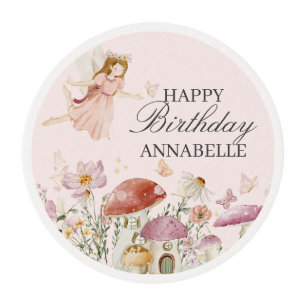 Fairy Garden Birthday Cupcake Party Decor Favor Edible Frosting Rounds