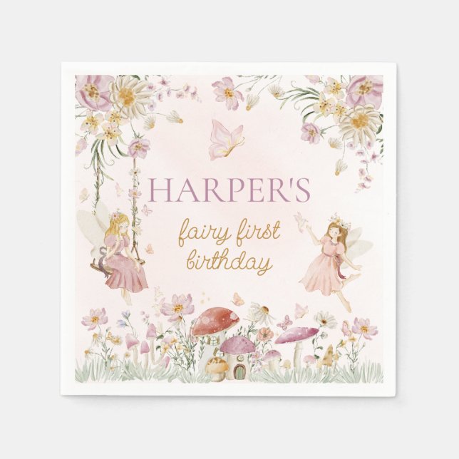 Fairy Garden Birthday Napkins (Front)