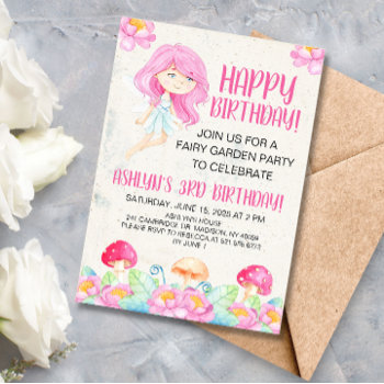 Fairy Garden Birthday Party Invitation by lilanab2 at Zazzle
