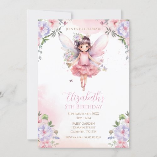 Fairy garden birthday Party Invitation