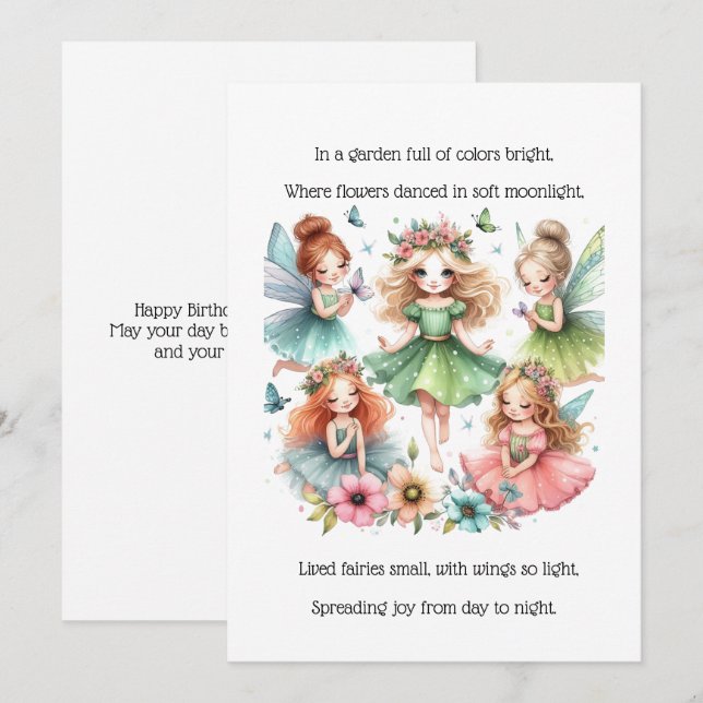 Fairy Garden Birthday Watercolor Floral  Invitation (Front/Back)