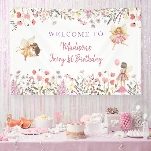Fairy Garden Boho Wildflower Birthday Banner