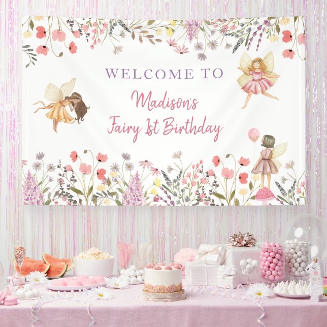 Fairy Garden Boho Wildflower Birthday Banner (Party)