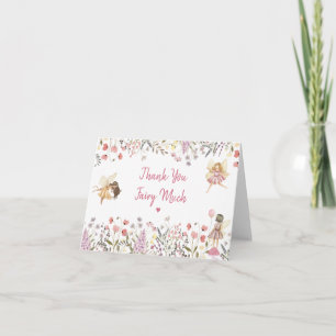 Fairy Garden Boho Wildflower Birthday Letterpress Thank You Card