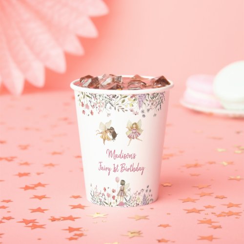 Fairy Garden Boho Wildflower Birthday Paper Cups