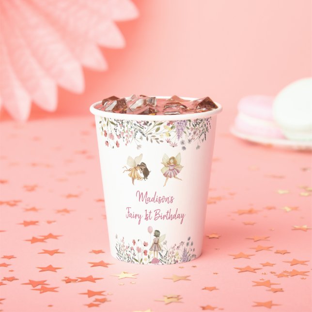 Fairy Garden Boho Wildflower Birthday Paper Cups (Insitu)