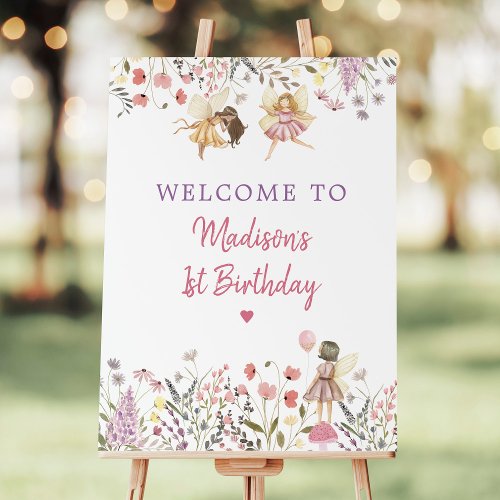 Fairy Garden Boho Wildflower Birthday Welcome Foam Board