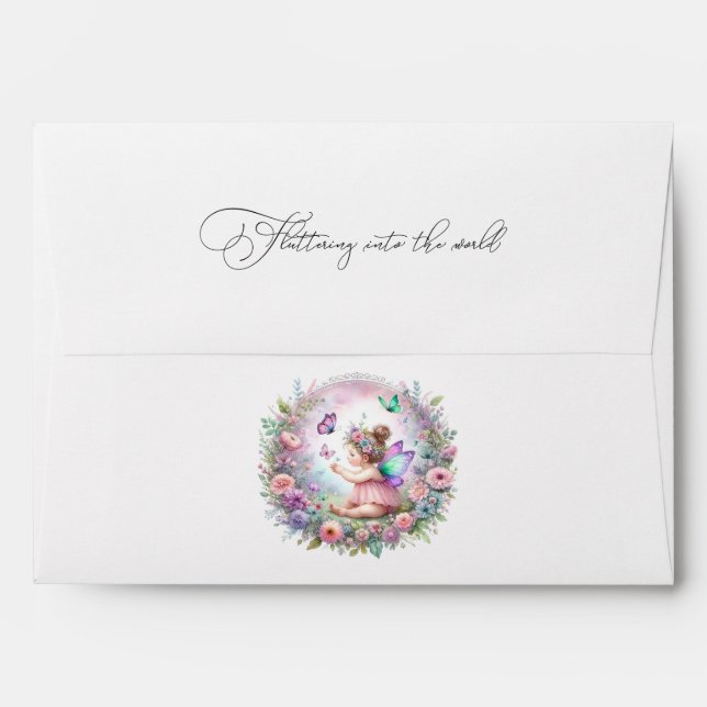 Fairy Garden & Butterfly Flutter Love Baby Shower Envelope (Back (Top Flap))