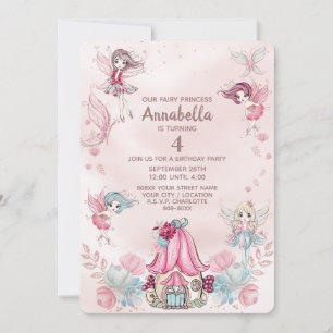 Fairy Garden Cute Glitter Fairies and House Invitation