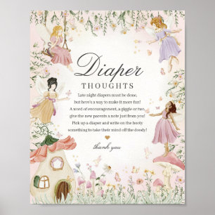 Fairy Garden Diaper Thoughts Whimsical Baby Shower Poster