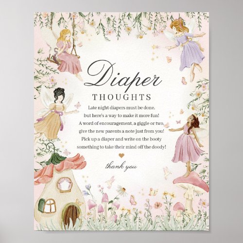 Fairy Garden Diaper Thoughts Whimsical Baby Shower Poster