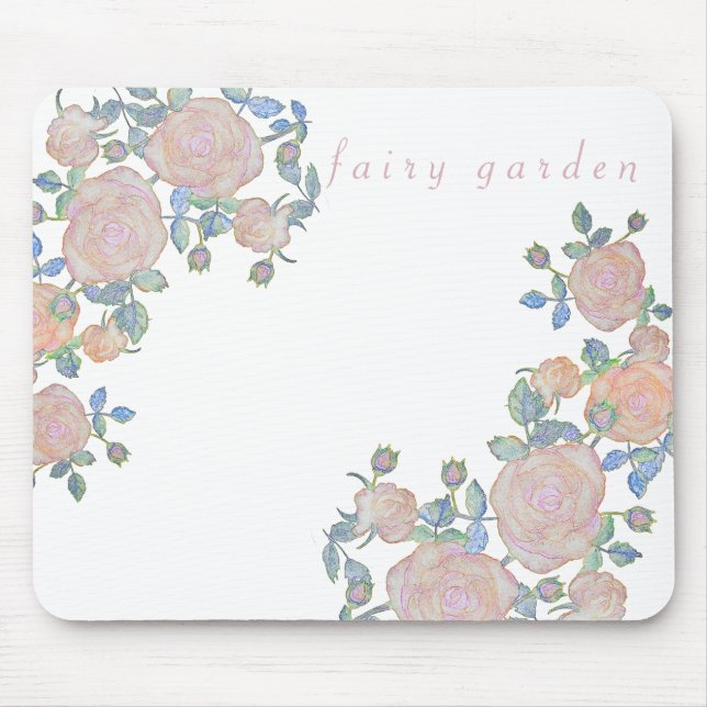 Fairy garden elegant pattern of rose flower classi mouse pad (Front)