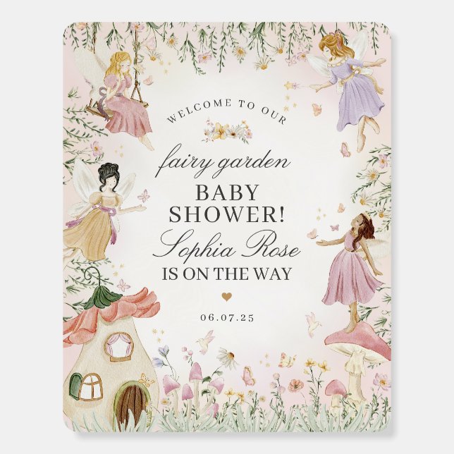 Fairy Garden Enchanted Baby Shower Welcome Sign (Front)