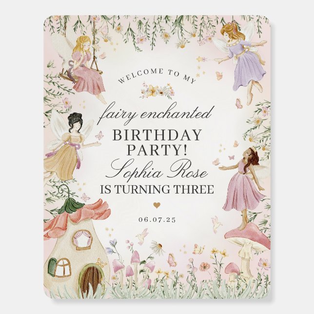 Fairy Garden Enchanted Birthday Party Welcome Sign (Front)