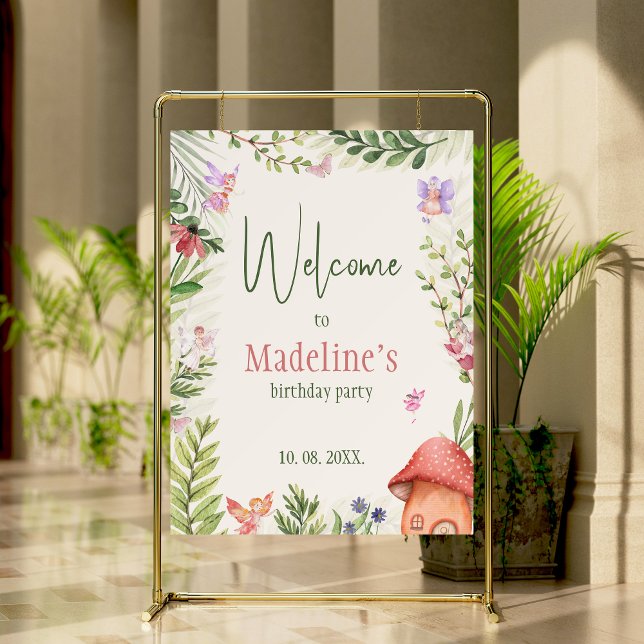 Fairy Garden Enchanted Forest Welcome Sign (Fairy first birthday welcome sign)