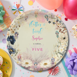 Fairy garden fantasy floral kids birthday paper plates